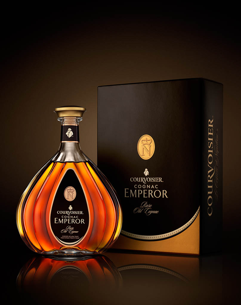 Drinks Photography of Courvoisier Cognac bottle and box by Packshot Factory