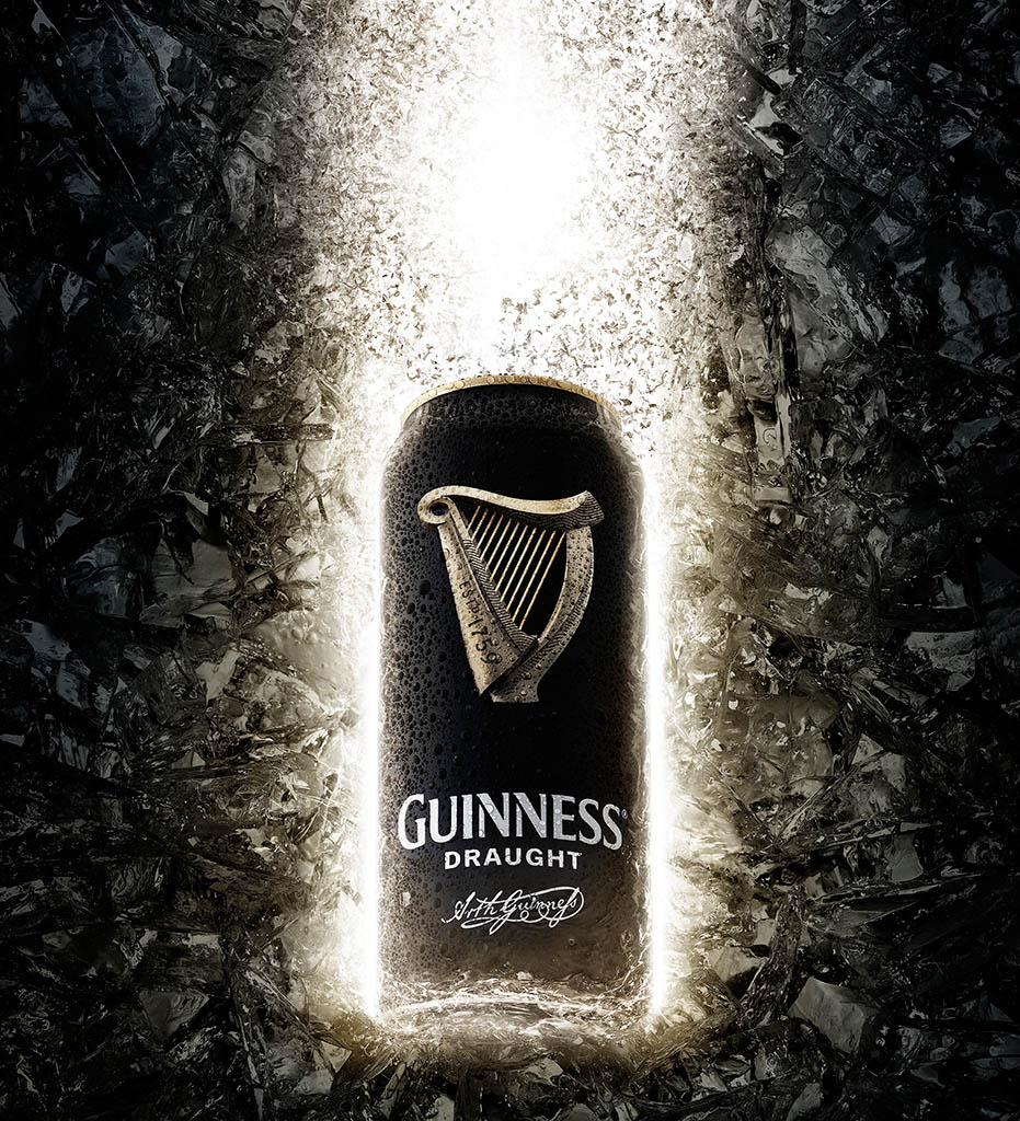 Drinks Photography of Guinness beer can by Packshot Factory