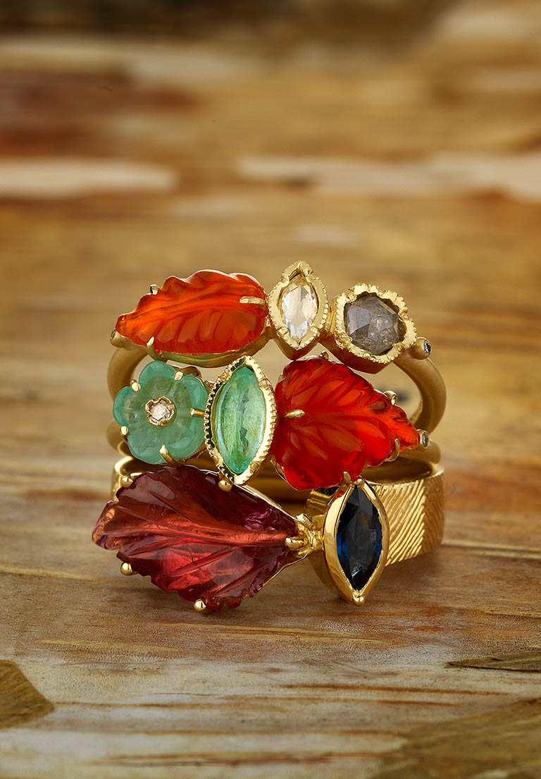Jewellery Photography of Book Gregson rings with precious stones by Packshot Factory