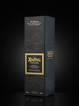 Black background Explorer of Ardbeg whisky box