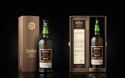 Drinks Photography of Ardbeg whisky box set