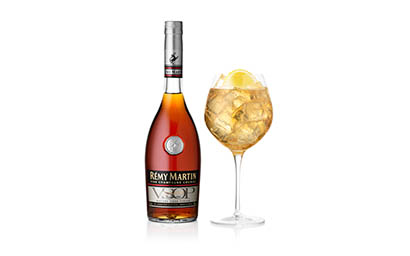 Drinks Photography of Remy Martin whisky bottle and serve