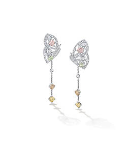 Earrings Explorer of Boodles platinum earrings with diamonds and sapphire