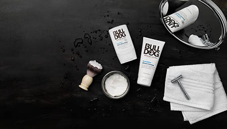 Black background Explorer of Bull Dog men grooming products