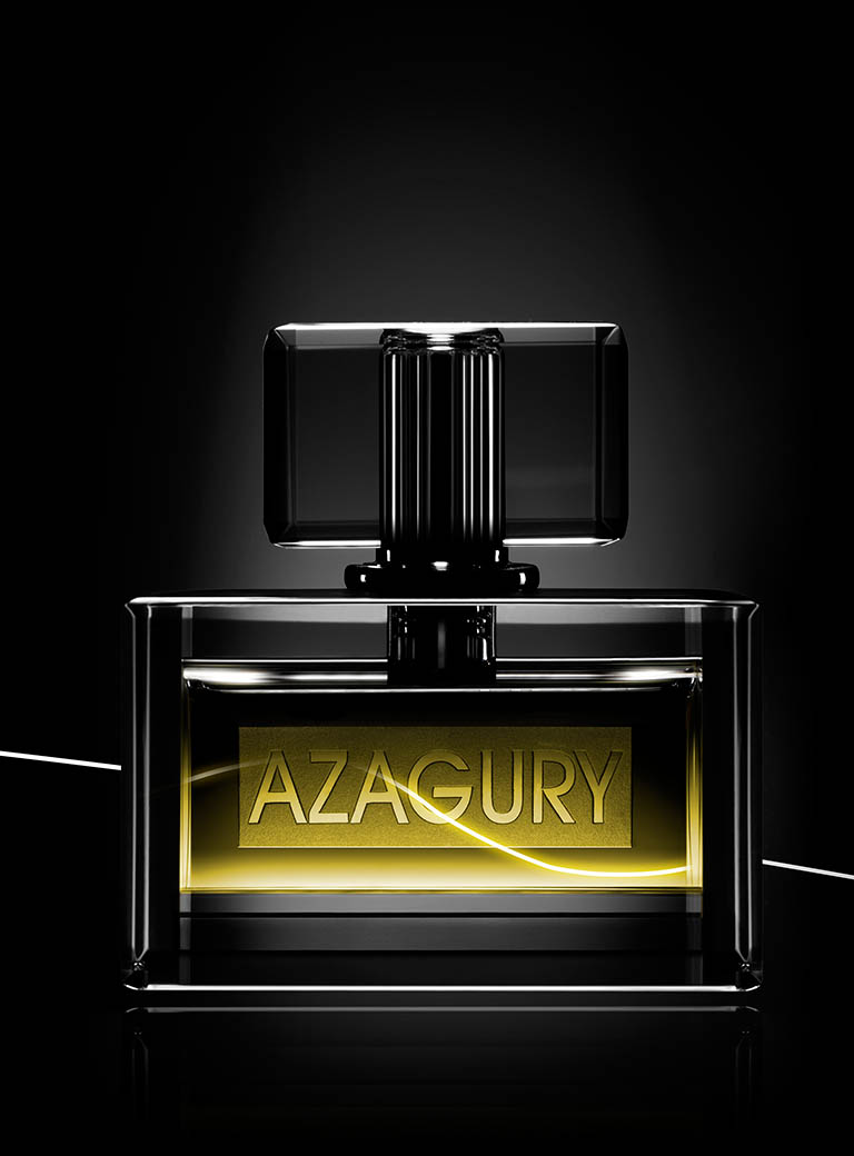 Packshot Factory - Black background - Azagury perfume bottle
