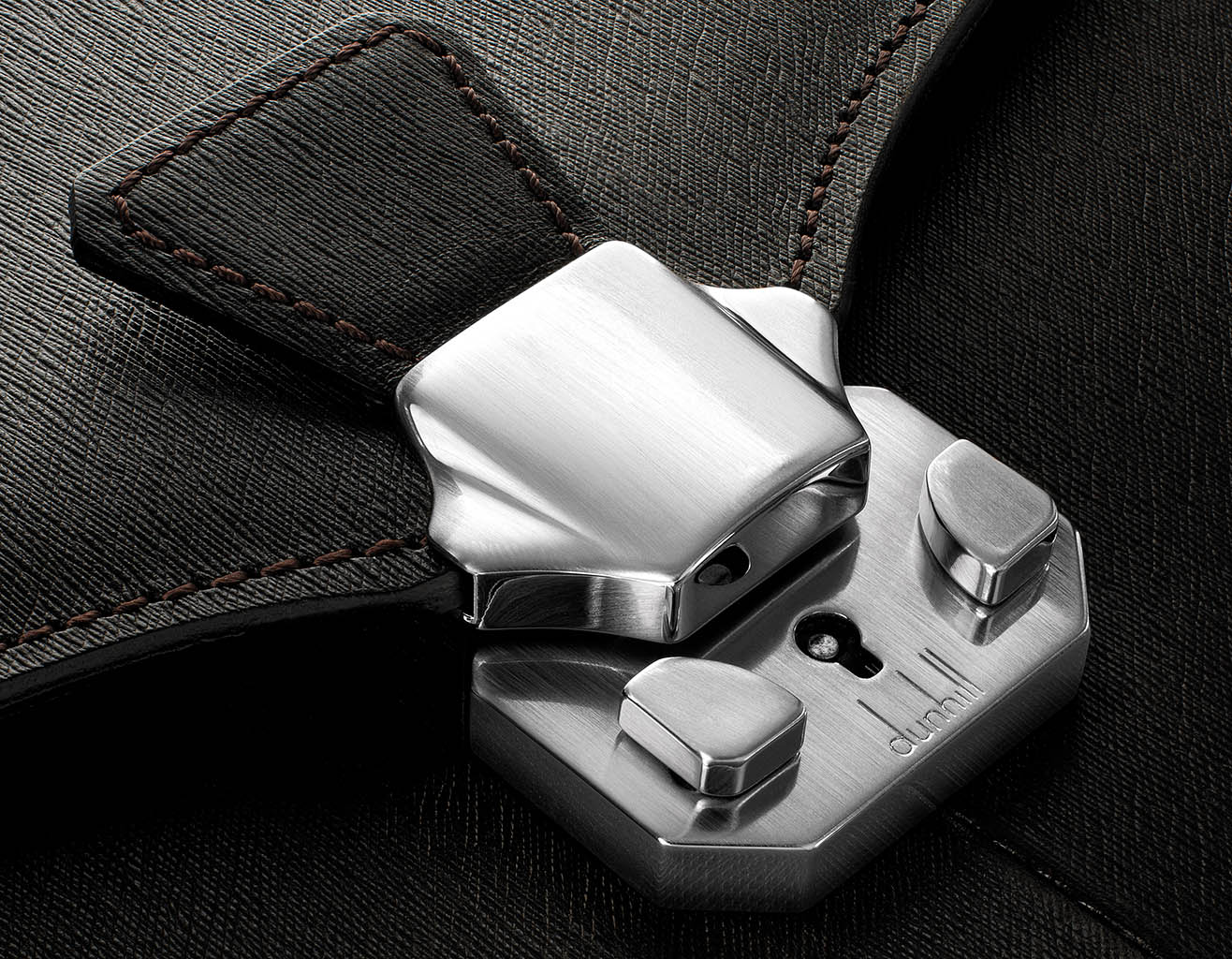 Packshot Factory - Black background - Dunhill leather briefcase