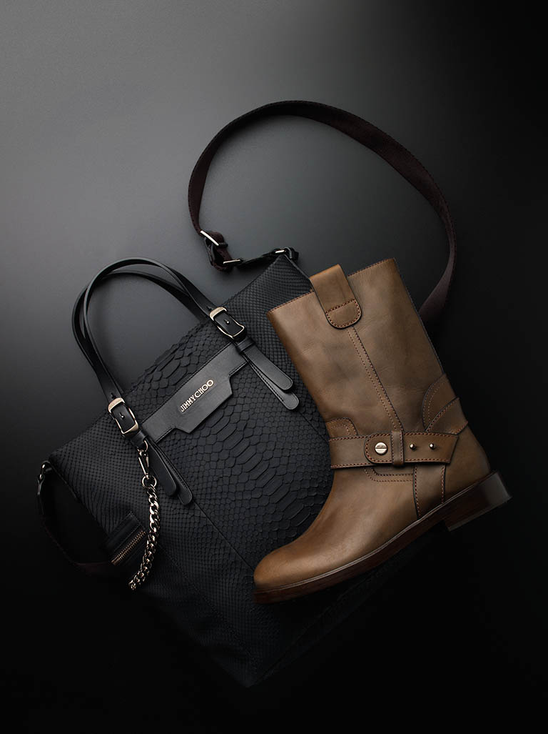 Packshot Factory - Black background - Jimmy Choo bag and boots