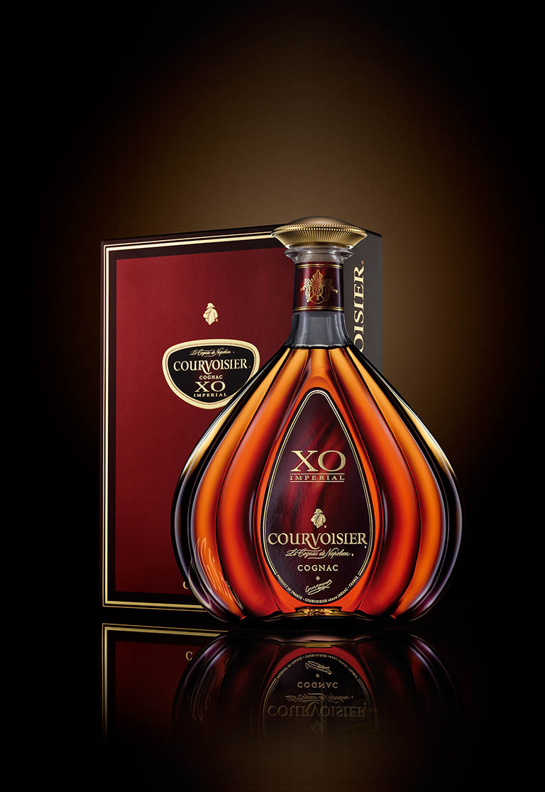 Packshot Factory - Black background - XO Courvoisier cognac bottle