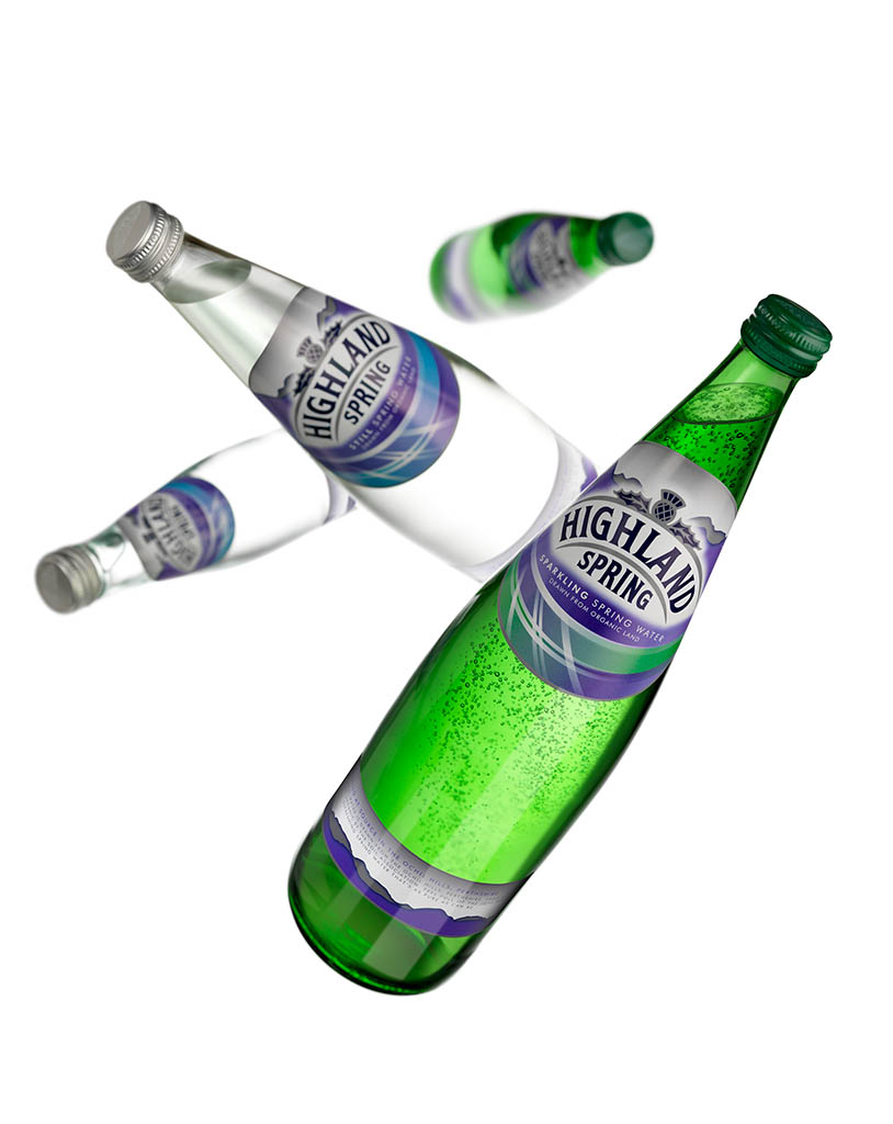 Packshot Factory - Bottle - Highland Spring water bottles