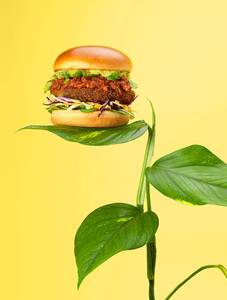 Packshot Factory - Coloured background - Vegeterian burger