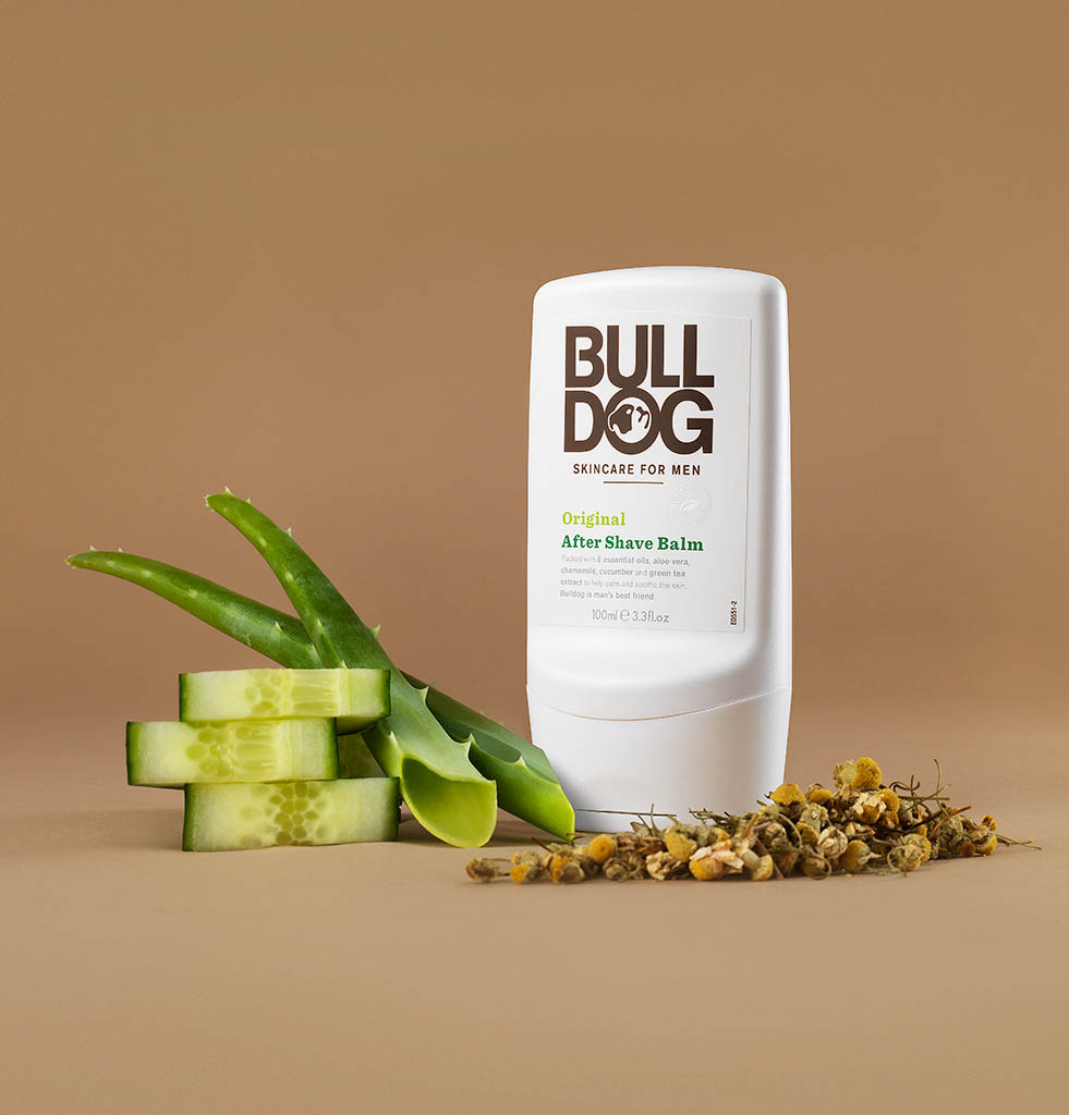 Cosmetics Photography of Bull Dog men grooming after shave by Packshot Factory