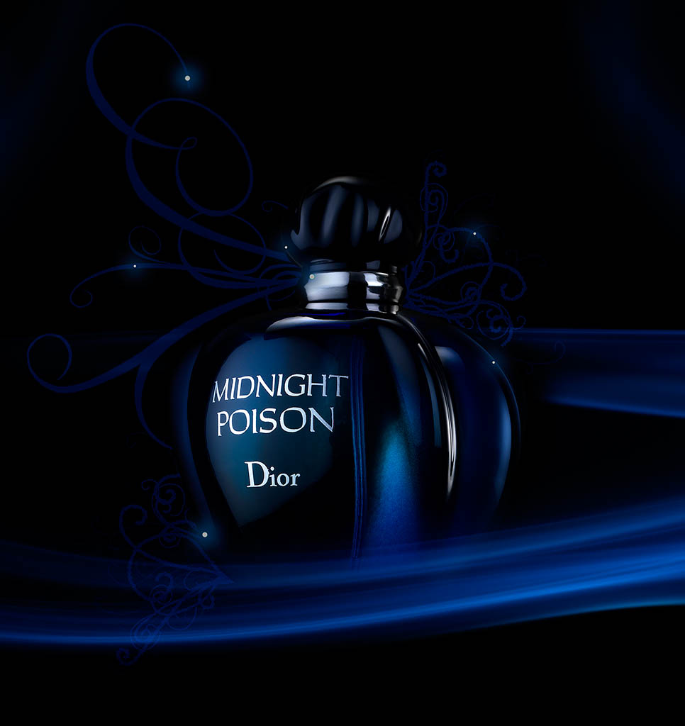 Cosmetics Photography of Dior Midnight Poison perfume bottle by Packshot Factory