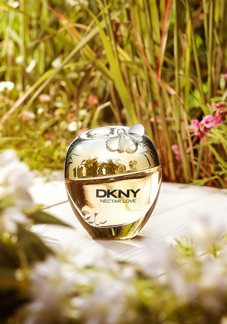 Cosmetics Photography of DKNY Nectar Love fragrance bottle by Packshot Factory