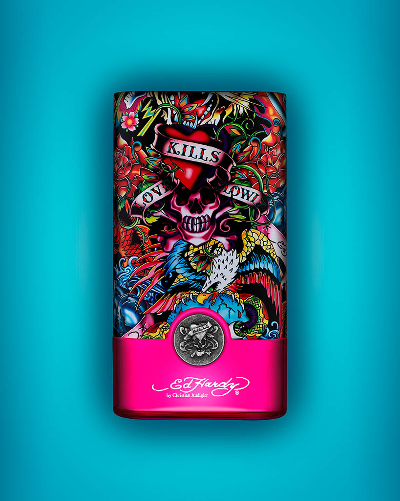 Cosmetics Photography of ED Hardy Heart and Daggers Eau de Toilette for men by Packshot Factory
