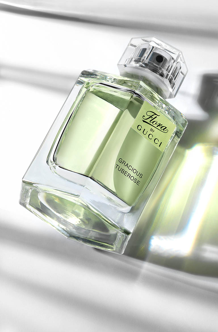 Cosmetics Photography of Flora by Gucci fragrance bottle by Packshot Factory