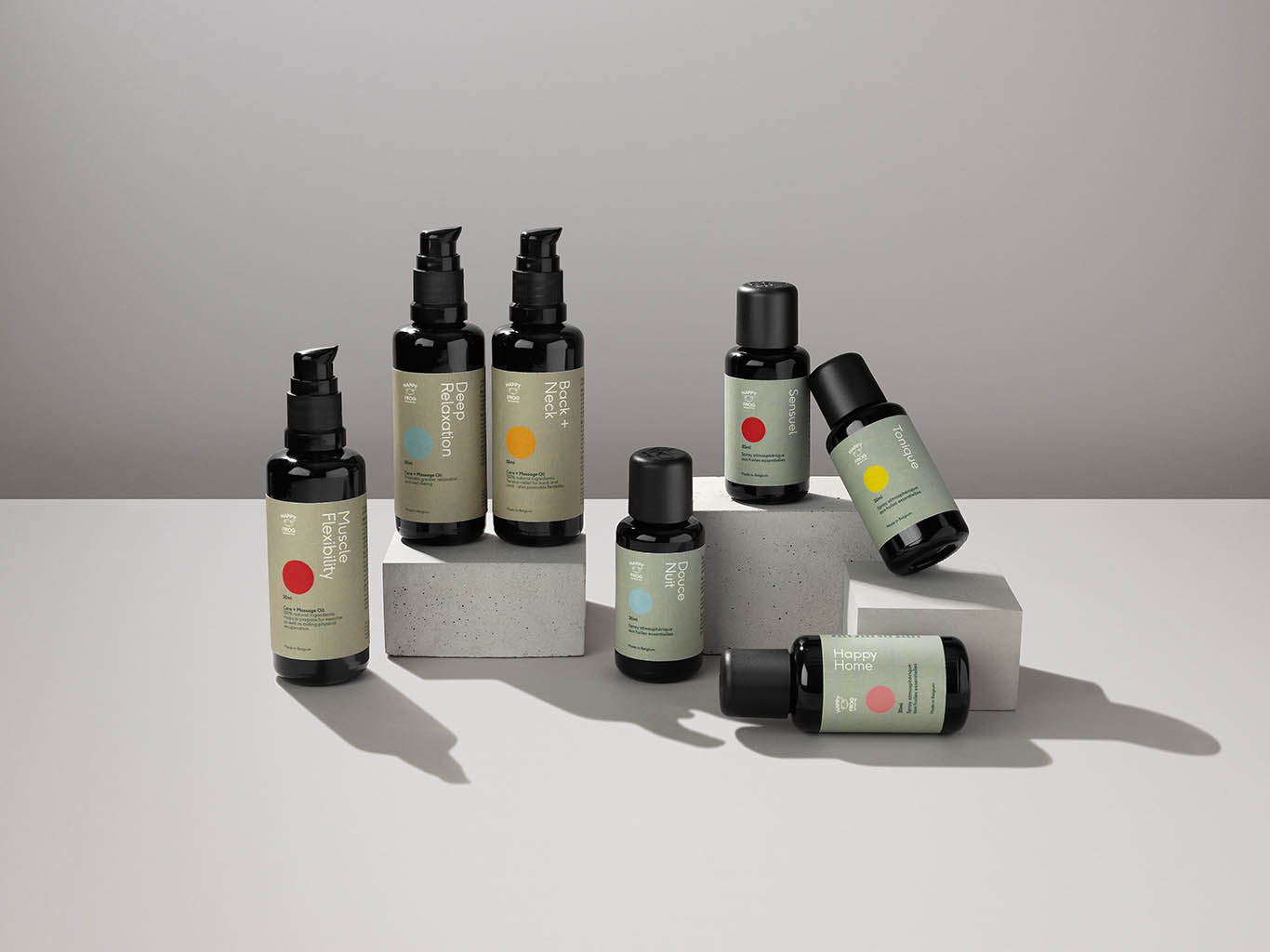 Cosmetics Photography of Happy Frog natural care oils by Packshot Factory