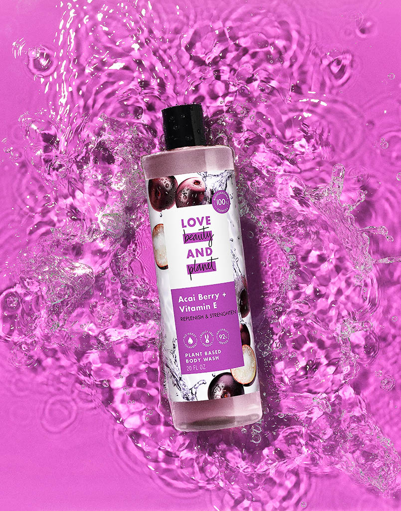 Cosmetics Photography of Love Beauty and Planet body wash by Packshot Factory