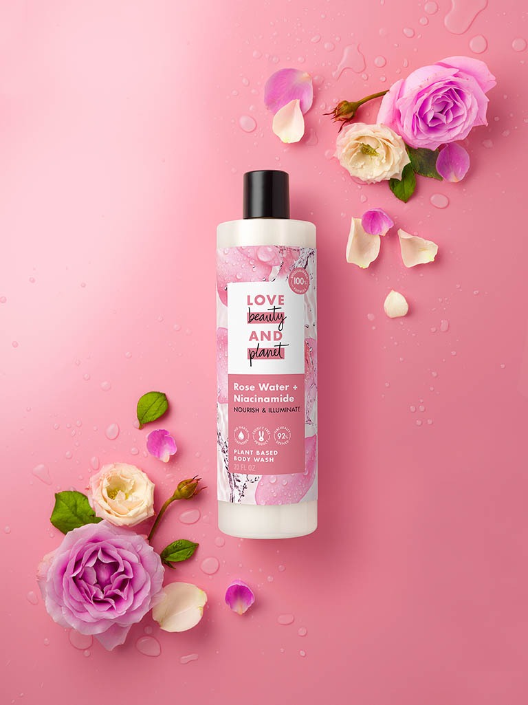 Cosmetics Photography of Love Beauty and Planet body wash by Packshot Factory