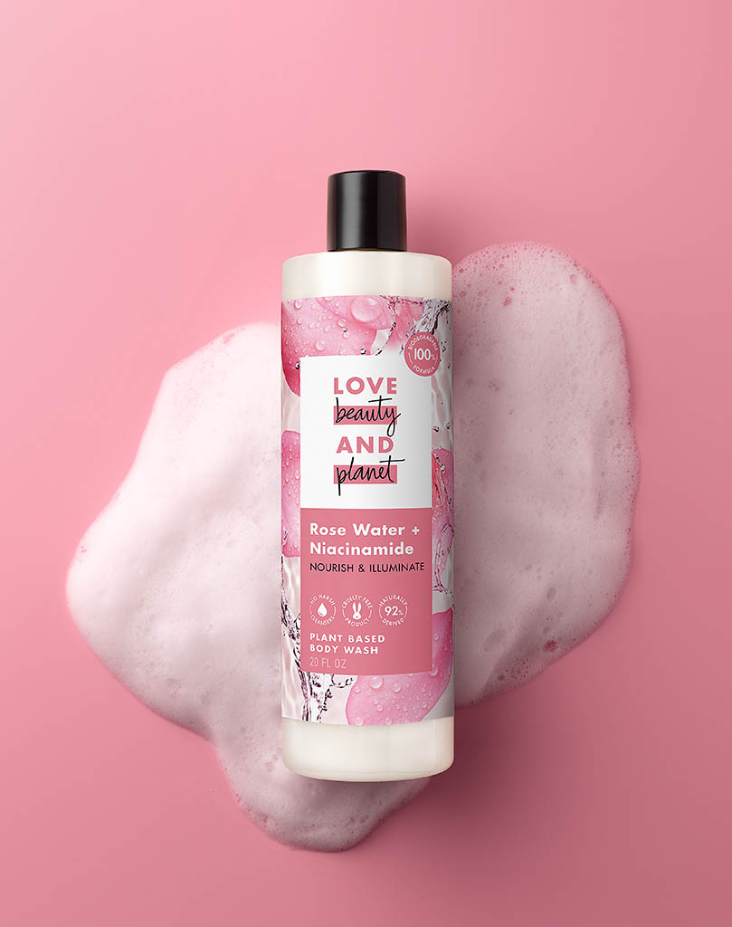 Cosmetics Photography of Love Beauty and Planet body wash by Packshot Factory