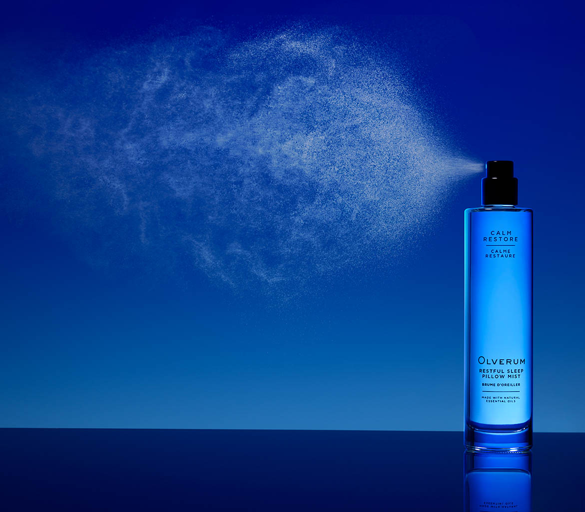 Cosmetics Photography of Olverum sleep mist by Packshot Factory