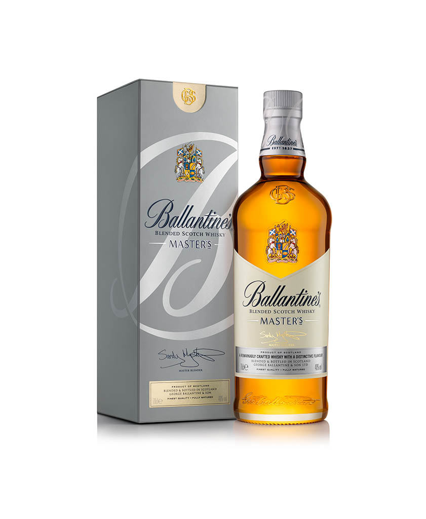 Drinks Photography of Ballantine's whisky box set by Packshot Factory