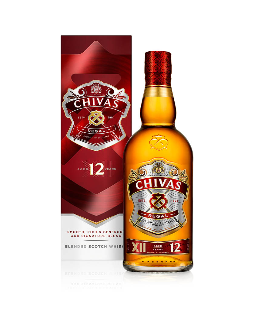 Drinks Photography of Chivas bottles and box set by Packshot Factory
