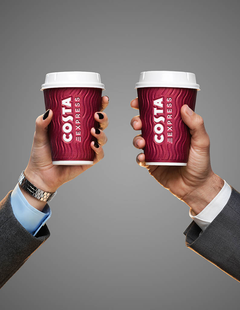 Drinks Photography of Costa coffee cups by Packshot Factory