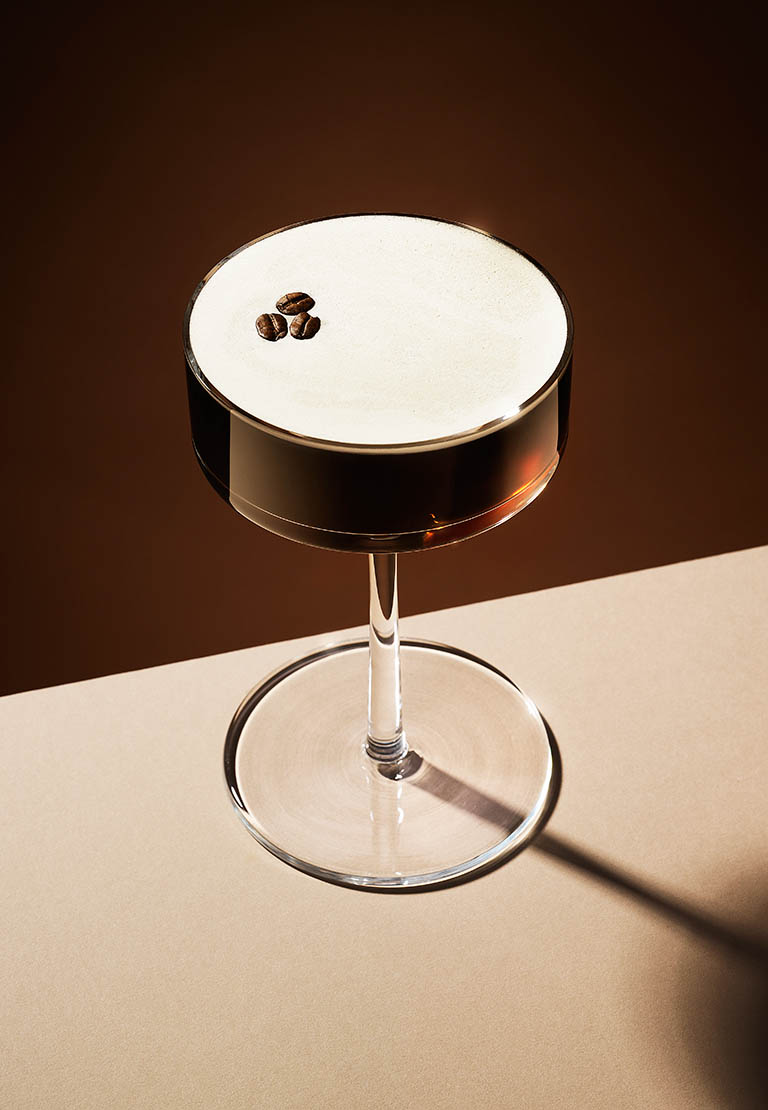 Drinks Photography of Espresso martini cocktail serve by Packshot Factory