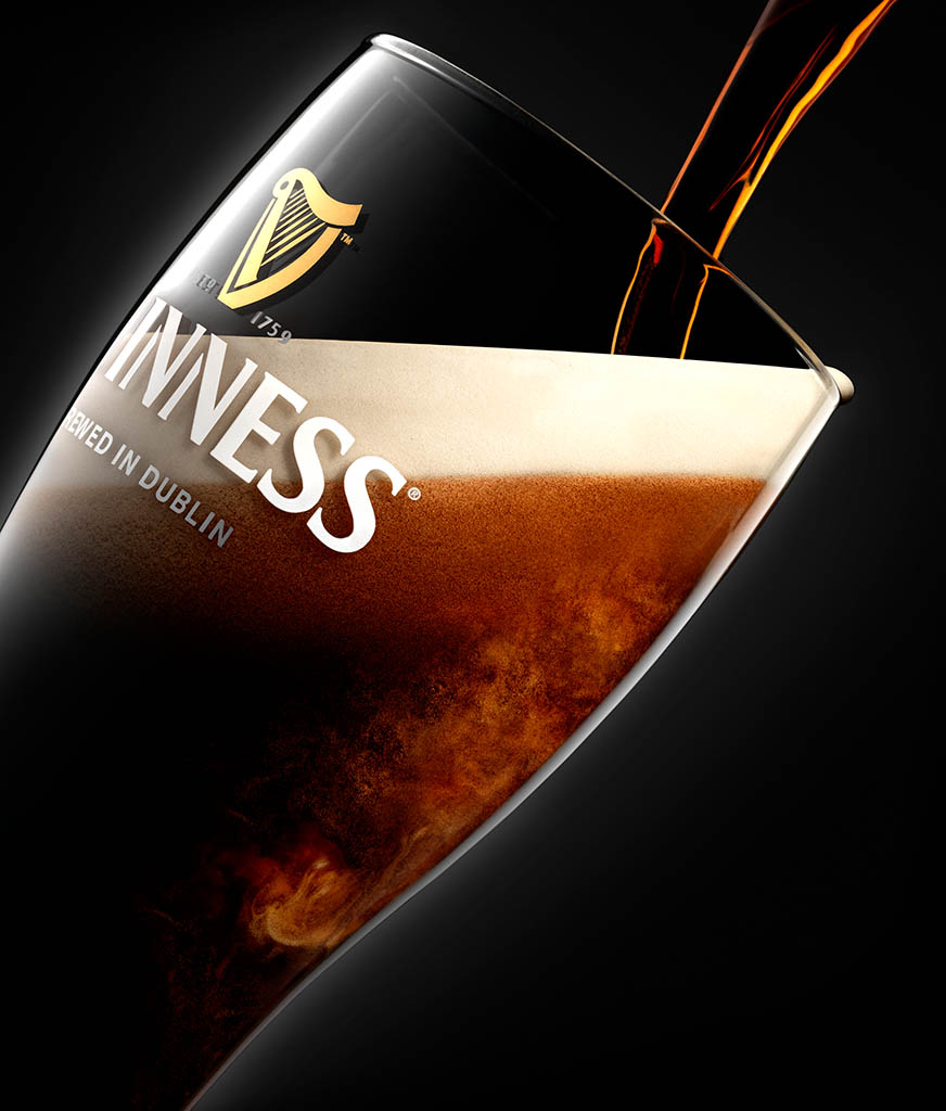 Drinks Photography of Guinness glass beer pour by Packshot Factory