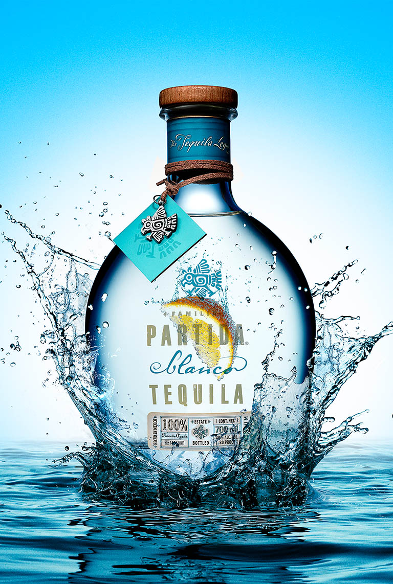 Drinks Photography of Partida tequila bottle by Packshot Factory