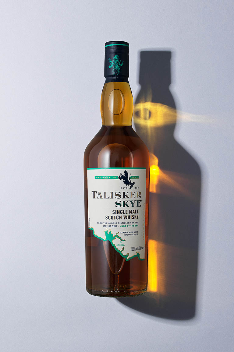 Drinks Photography of Talisker whisky bottle by Packshot Factory