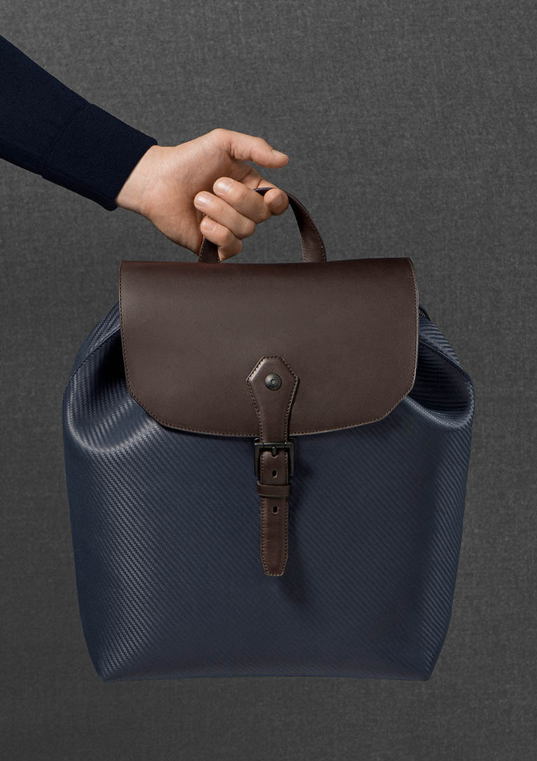 Fashion Photography of Alfred Dunhill leather backpack by Packshot Factory