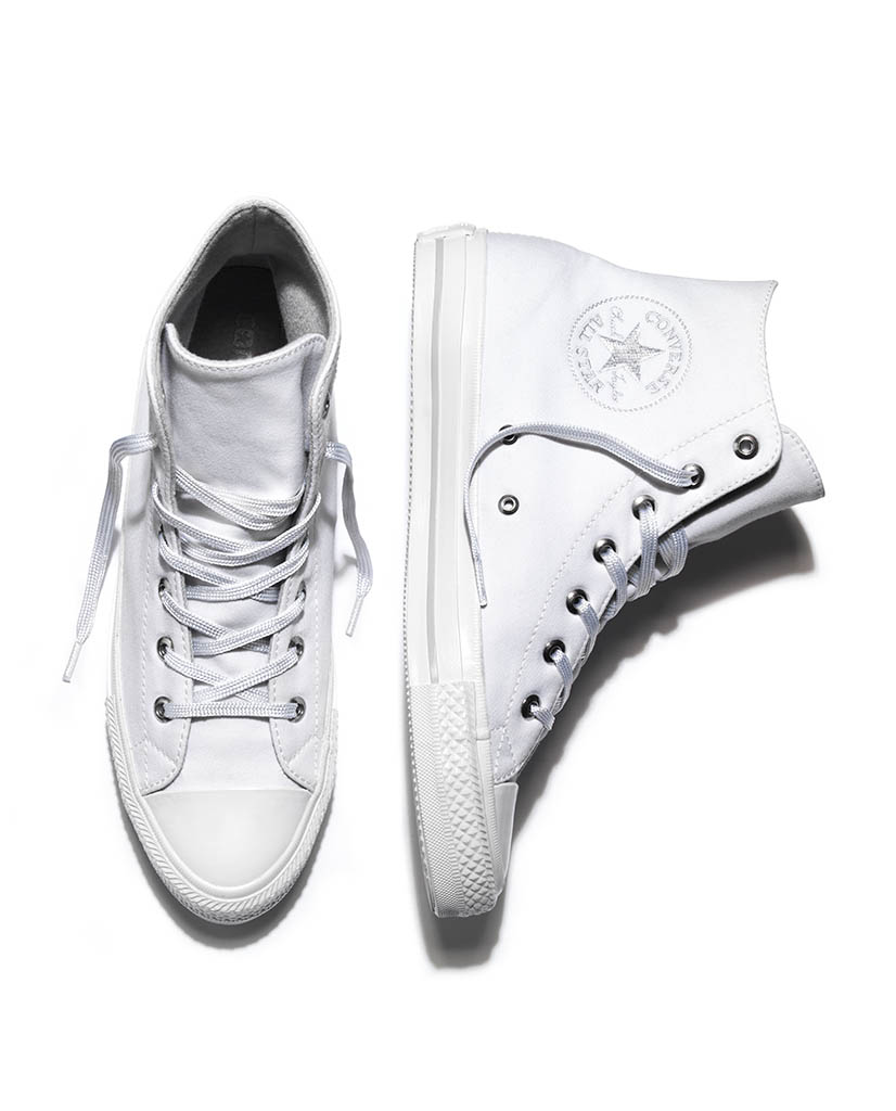 Fashion Photography of Converse white trainers by Packshot Factory