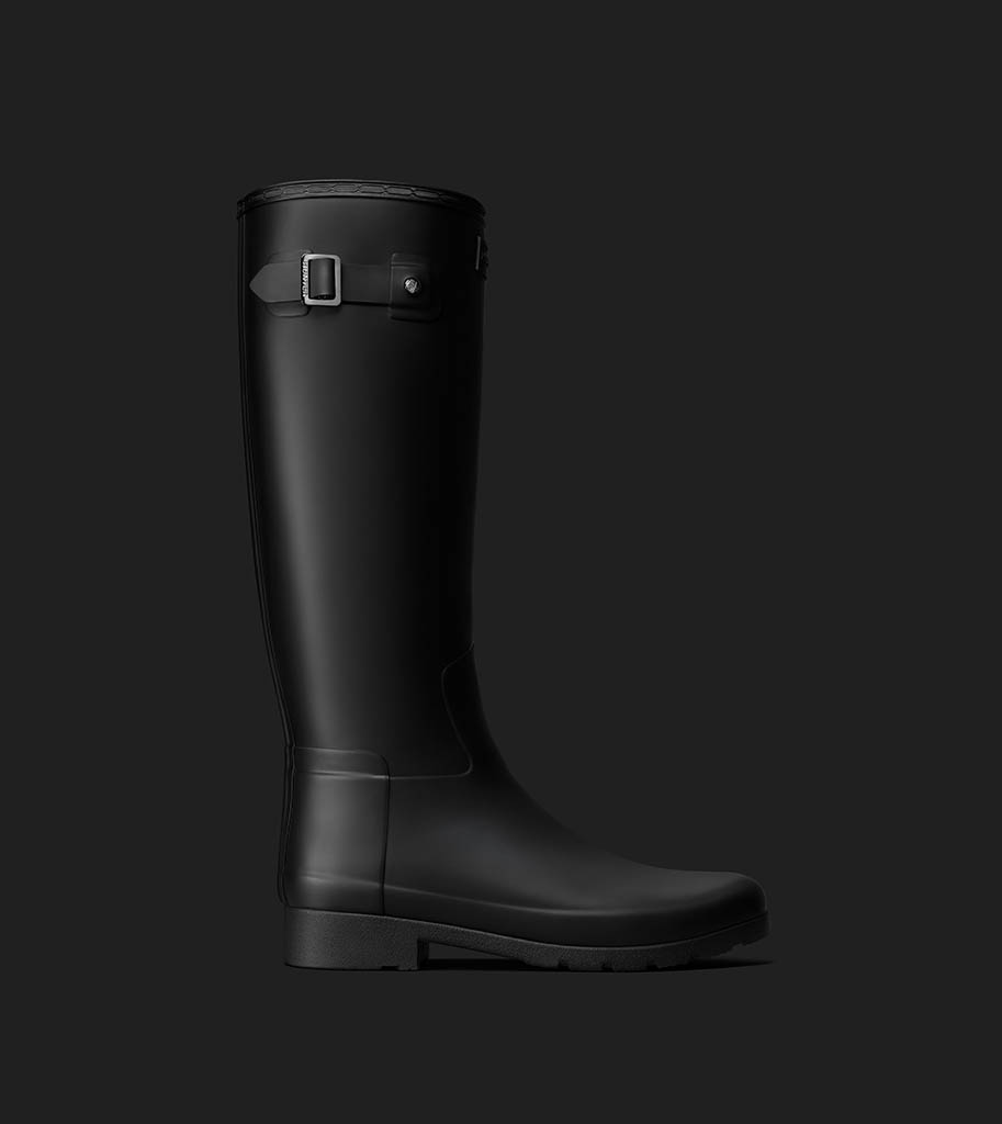 Fashion Photography of Hunter black wellies by Packshot Factory