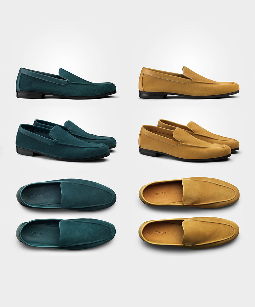 Fashion Photography of John Lobb men's suede loafers by Packshot Factory