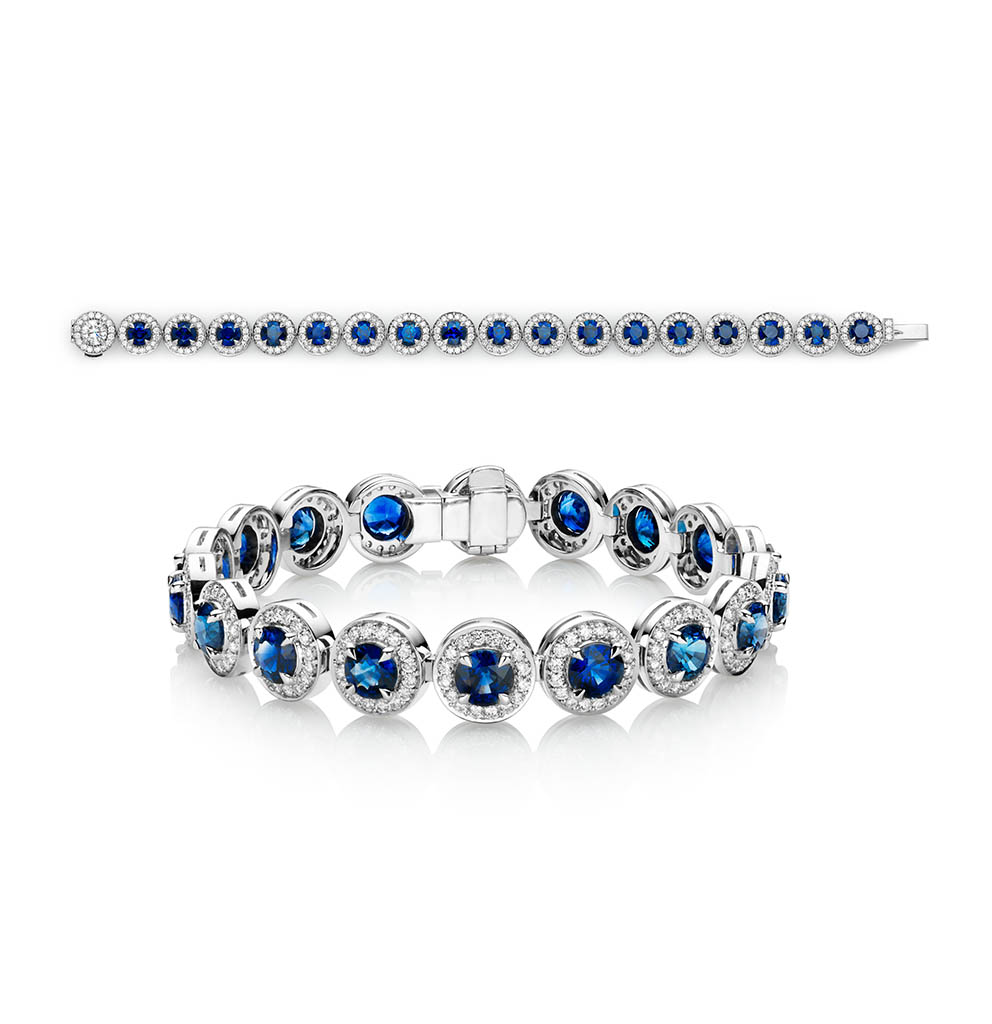 Packshot Factory - Fine jewellery - Robert Glen saphire and diamonds platinum bracelet
