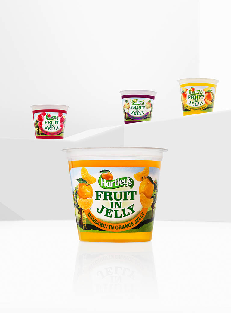 Food Photography of Hartley's fruit in jelly by Packshot Factory
