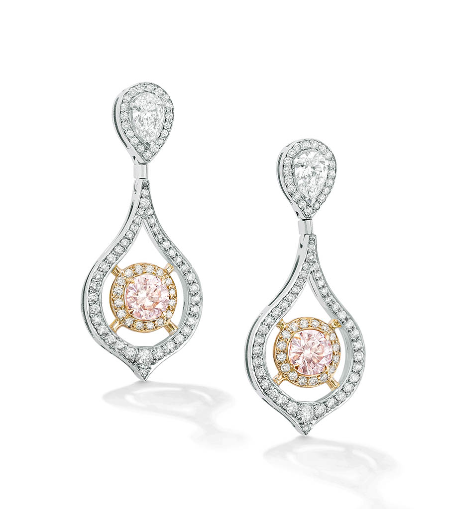 Jewellery Photography of Boodles platinum earrings with diamonds and sapphire by Packshot Factory