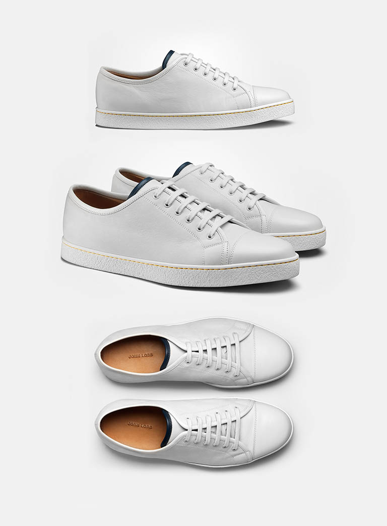 Packshot Factory - Leather goods - John Lobb white leather trainers