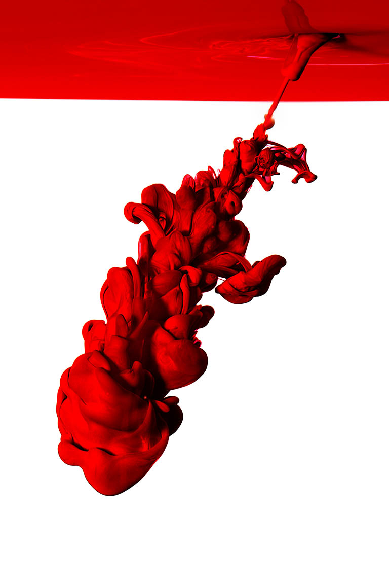 Liquid / Smoke Photography of Red Ink splash by Packshot Factory