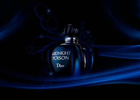 Black background Explorer of Dior Midnight Poison perfume bottle