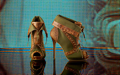 Coloured background Explorer of Alexander McQueen boots