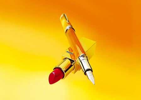 Still life product Photography of Fountain Pen and Lipstick