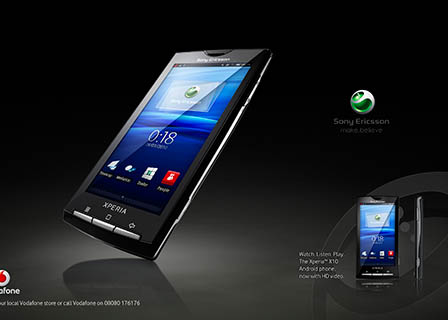 Black background Explorer of Sony Ericsson Xperia mobile phone