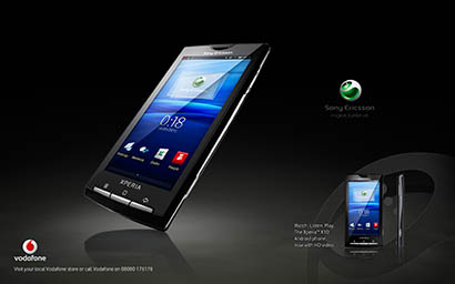 Black background Explorer of Sony Ericsson Xperia mobile phone