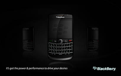 Black background Explorer of Blackberry mobile phone