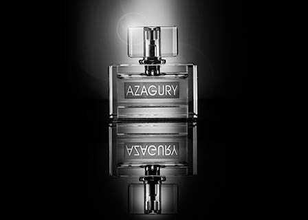 Black background Explorer of Azagury perfume bottle