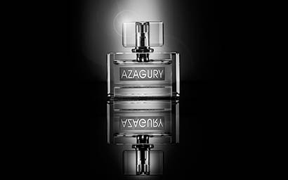 Black background Explorer of Azagury perfume bottle