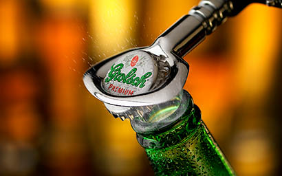 Drinks Photography of Grolsch beer bottle opening
