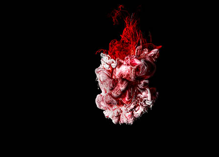 Liquid Explorer of Red and white ink explosion